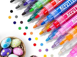 Rotuladores Acrilicos, RATEL 18 Colores Rotuladores Acrilicos Permanentes, Rotuladores Pintura Acrilica Rotuladores Permanentes de Colores para Cerámica, Vidrio, Lienzo, Metal, Madera, Huevo de Pascua