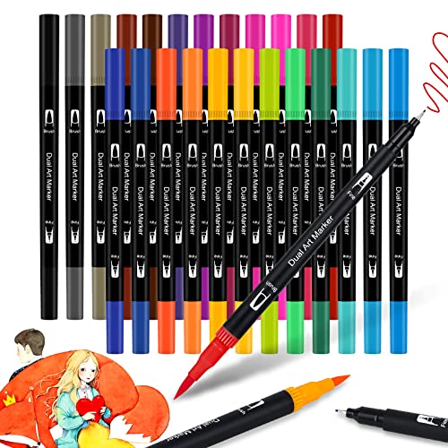 Rotuladores lettering 24 colores rotuladores punta fina,JYUYNY rotuladores doble punta brush pen para acuarelas dibujos y coloreado