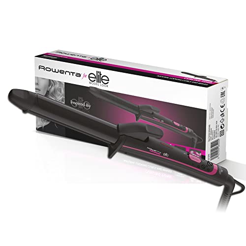 Rowenta CF3212F0 - Tenacillas para rizar el pelo Clásica 25 mm de diámetro con recubrimiento de Keratina y Turmalina de hasta 200 º y función iónica, brillo, antifrizz, color Negro