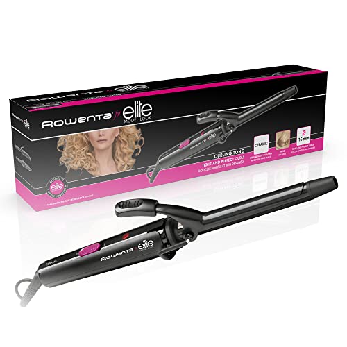 Rowenta Elite CF2112F0 - Moldeador rizador de cabello de 16 mm de diámetro de temperatura máxima 180ºC con recubrimiento cerámico iónico y punta fría de seguridad, color Negro