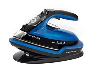 Rowenta Freemove DE5010 Plancha sin cable con golpe de vapor 115 g/min, sin cable, 250 ml, suela Microsteam 400 láser, autoapagado y antical, todo tipo de tejidos, Azul/Negro