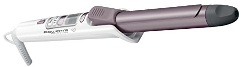 Rowenta Precious Curl CF3460 Rizador con recubrimiento Keratin and shine, temperatura hasta 200° C, cable 360° y pantalla LCD, 25 mm de diámetro, Color Rosa