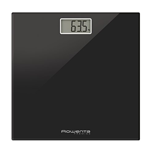 Rowenta Premiss BS1060 - Báscula baño con pantalla LCD, compacta, capacidad de 150 kg, plataforma de vidrio, apagado automático incluye pilas