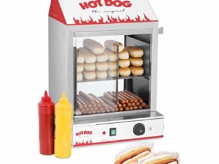 Royal Catering Máquina de Perritos Calientes al Vapor Hot-Dog Machine RCHW 2000 (2000 W, Capacidad 200 salsicce, 50 panecillos, Temperatura 30-110 °C, Válvula de desagüe) Acero inoxidable