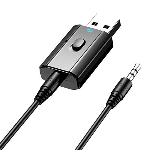 Rpanle Adaptador Bluetooth 5.0, Mini Receptor Bluetooth y Transmisor Bluetooth 5.0 2 en 1 Adaptador de Dongle Bluetooth con Audio Inalámbrico 3.5MM Cable para PC/TV/Auriculares/Altavoces/Radio(Negro)
