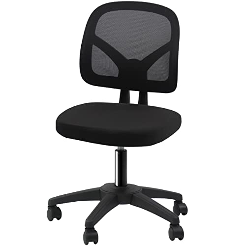 RR 0 Silla de Oficina Sin Reposabrazos con Soporte Lumbar y Tela de Malla, Negro, Universal