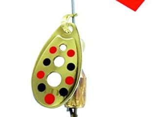 Rublex - Pack de 5 Cucharillas de Pesca C-Turbo-1 OPRN | Cebo Artificial de Pesca con Sistema de Clip y Acción de Giro Mejorado, Color Oro Puntos Rojos Negros, 2gr