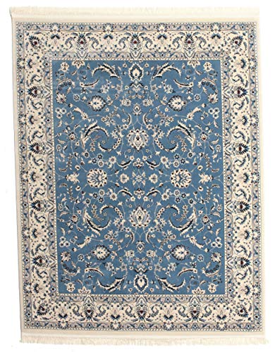 RugVista, Nain Florentine, Alfombra, Pila Corta, 250 x 300 cm, Rectangular, Oeko-Tex Standard 100, Poliéster, Pasillo, Dormitorio, Cocina, Sala De Estar, Azul Claro, Off White