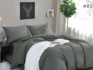 RUIKASI Ropa de cama de 200 x 220, color antracita, suave microfibra, para todo el año, funda nórdica de 200 x 220 cm y 2 fundas de almohada de 80 x 80 cm con cremallera