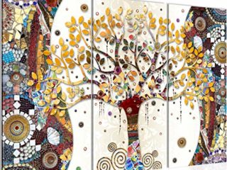 Runa Art El Árbol De La Vida De Klimt Cuadro Decorativo para Sala XXL Vistoso Resumen Árbol 120 x 80 cm 3 Piezas Decoración de Pared 004631a