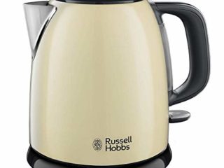 Russell Hobbs Hervidor de Agua Eléctrico Colours Plus - 2400 W, 1 litro, Acero Inoxidable, Hervidor Pequeño, Filtro Extraíble, Crema - 24994-70