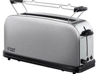 Russell Hobbs Tostadora Adventure - 1 Ranura Larga y Ancha, para 2 Rebanadas, Acero Inoxidable, Plata - 21396-56