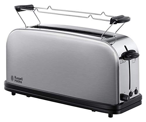 Russell Hobbs Tostadora Adventure - 1 Ranura Larga y Ancha, para 2 Rebanadas, Acero Inoxidable, Plata - 21396-56