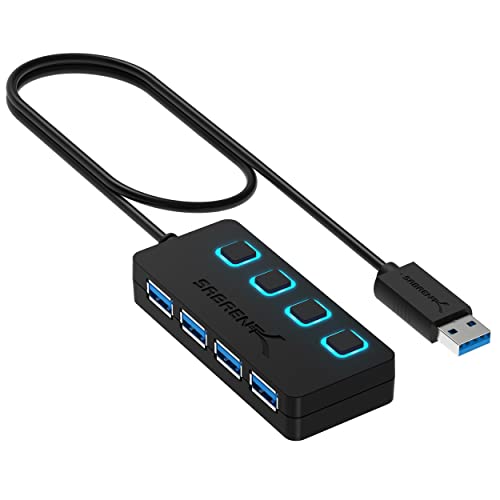 Sabrent Concentrador USB 3.0 de 4 Puertos con interruptores de alimentación de LED Individuales (HB-UM43)