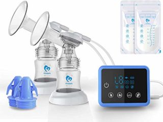 Sacaleches Eléctrico, Bellababy Extractor de Leche Doble Pantalla Táctil Sensible, Múltiples Modos y Niveles de Succión, Portátil (24mm)