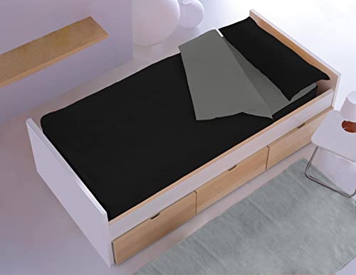 Saco Nórdico Cremallera con Relleno Liso FM TEX (20 Colores a Escoger) (Cama 90 cm, Negro-Antracita)