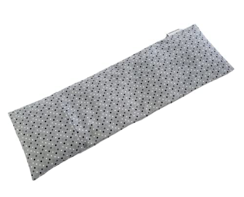 Saco térmico cervical de semillas de trigo con funda lavable 50x16cm (Topos gris)