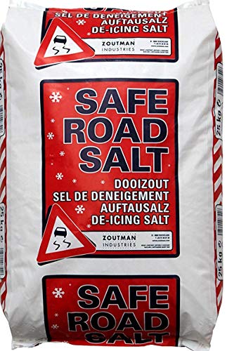 Safe Road Sal de Roca para descongelar Caminos y Caminos de Nieve y Hielo. Cristales de Sal Puros y Secos, tamaño Completo, Bolsa de 25 kg
