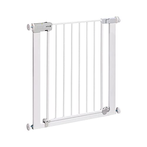 Safety 1st Auto Close barrera de seguridad para niños con sistema de cierre automático, para aperturas de 73-80 cm, extensible hasta 136 cm con extensiones que se venden por separado, en metal blanco