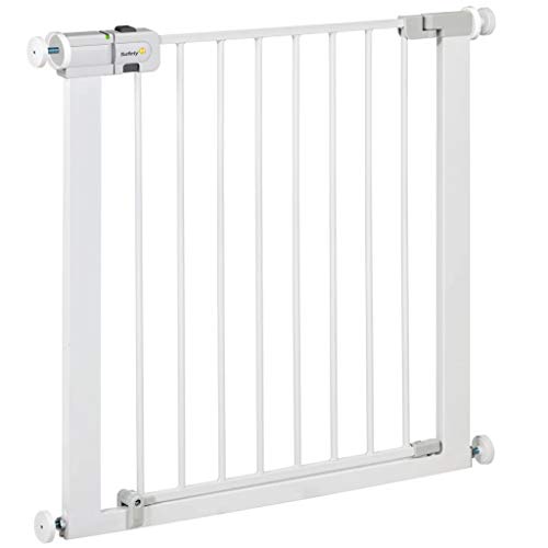 Safety 1st Easy Close Metal Barrera de seguridad niños, metálica para puertas y escaleras con apertura de 73-80 cm, extensible hasta 136 cm con extensiones que se venden por separado, color blanco