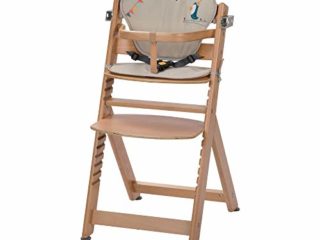 Safety 1st Timba con cojín, Trona de madera evolutiva, Trona para bebés con bandeja extraíble, Silla de altura regulable crece con el niño 6 meses - 10 años, color Natural