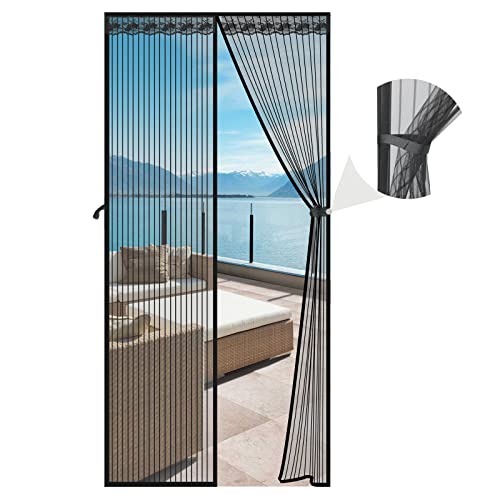 SAFETYONSHOP Mosquitera Puerta Magnetica, 80 x 200cm Contrapuertas con mosquitera Corredera Cortina Mosquitera Puerta, Cierre Magnético Automático, Anti-insectos para Salón/Balcón/Dormitorio
