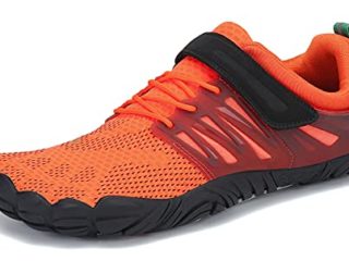 SAGUARO Hombre Mujer Minimalistas Zapatillas de Deporte Trail Running Calzado Caminar Cómodas Senderismo Ciclismo Ligeras Deportivas Andar Trekking Montaña Agua Exterior Interior(058 Naranja, 41 EU)