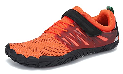 SAGUARO Hombre Mujer Minimalistas Zapatillas de Deporte Trail Running Calzado Caminar Cómodas Senderismo Ciclismo Ligeras Deportivas Andar Trekking Montaña Agua Exterior Interior(058 Naranja, 41 EU)