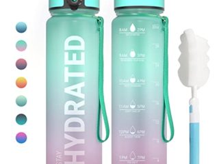 Sahara Sailor Botella de Agua,1000ml Botella Agua Deporte, Botella Agua Motivacional, Sin BPA & Prueba de Fugas, para Deporte, Gimnasio, Running, Niños, Bicicleta