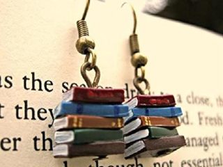 SALAN 1 Par De Pendientes De Pila De Libros para Mujer, Niña, Biblioteca, Color, Multicolor, Extraño, Divertido, Novedad, Pendientes, Joyería De Moda
