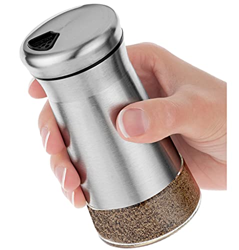 Salero o salero con agujeros ajustables – Elegante dispensador de especias de acero inoxidable – perfecto para Himalaya, sal de mesa, pimienta blanca y negra