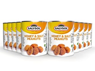 SALYSOL | Cacahuetes con Miel 10x50 gramos. Aperitivos de cacahuetes con miel y sal envasados al vacío. Snacks fritos originales crujientes y sabrosos.