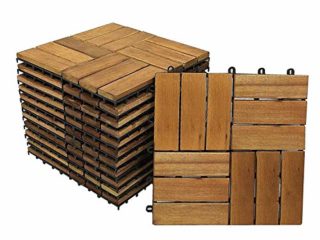 SAM® Baldosas de Madera en Acacia para terraza o balcón Versión 2, Set de 11 Piezas de Aprox. 1m², baldosas de 12 tablones de Madera, Suelo con Estructura de Drenaje