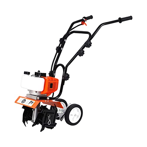 Samger Motoazada Gasolina 52cc 2 Tiempos Motocultor Caña Motor Cultivador 1.65KW Gasolina Jardín Rotovator Césped Anchura de Trabajo 28cm
