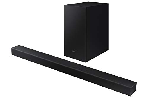 Samsung Barra de Sonido HW-T420 - Sonido 150W, 2.1 Ch, Subwoofer cableado, Dolby Digital 2.1, Bluetooth 4.2 Power On, Game Mode y One Remote Control