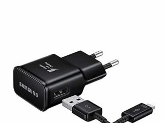 SAMSUNG Cargador Original EP-TA20EBE, Carga Rápida (Cable USB-C 1.5m) para Galaxy S8, S8+ Plus, Note 8, Negro - Bulk
