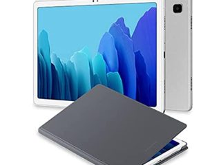 Samsung Galaxy Tab A7 Tablet de 10.4" FullHD (WiFi, Procesador Octa-Core Qualcomm Snapdragon 662, RAM 3GB, Almacenamiento 32GB) Plata [Versión española] + EF-BT500 Book Cover para Galaxy Tab A7, Gris