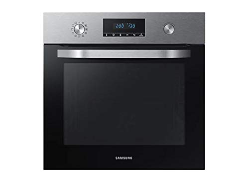 SAMSUNG NV68R3370RS - Horno Pirolítico, Dual Fan 68 L, Interior Cerámica Enamel, Steam Clean, Auto Cook y Guía Telescópica