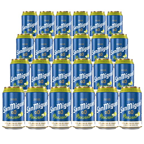 San Miguel 0,0 Manzana - Cerveza Pils Dorada, Pack de 24 x 33 cl - Sin Alcohol