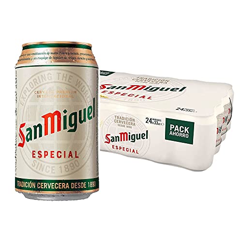 San Miguel Especial - Cerveza Dorada Lager, Pack de 24 Latas x 33 cl - 5,4% Volumen de Alcohol