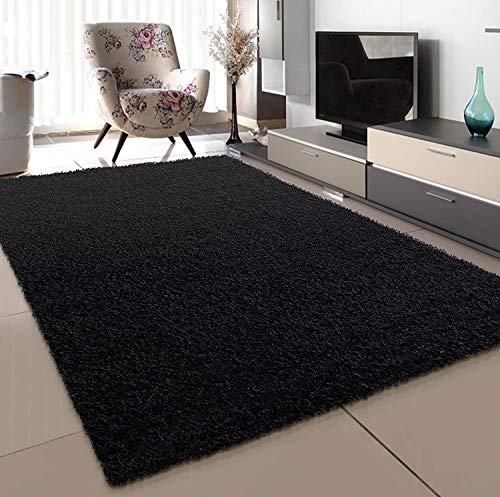 Sanat Alfombra de salón, Negro, Pelo Largo, Moderna, tamaño: 80 x 150 cm