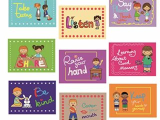 SANCENT 9 buenos hábitos educado clase reglas signos y carteles educativos para el aprendizaje del niño, Inglés material de enseñanza decoración de la decoración de la clase, clases organización