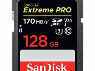 SanDisk Extreme PRO - Tarjeta de memoria SDXC de 128 GB, hasta 170 MB/s, UHS-I, Class 10, U3, V30