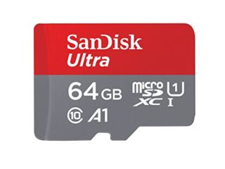 SanDisk Ultra Tarjeta de memoria microSDXC con adaptador SD, hasta 100 MB/s, rendimiento de apps A1, Clase 10, U1, 64 GB, Gris y Rojo