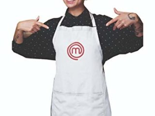 SAQUITOMAGICO Delantal Oficial Masterchef Adulto Bordado.-Producto con Licencia Oficial.-Novedad 2021 (blanco)