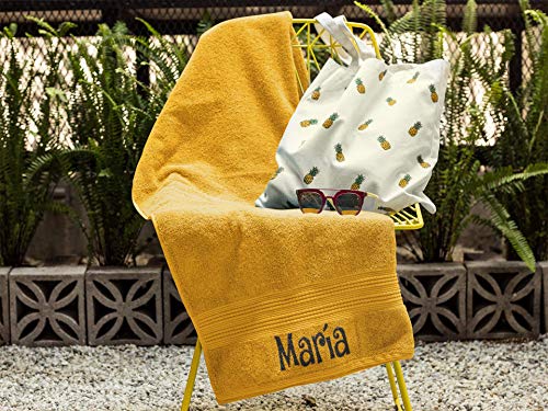 SAQUITOMAGICO Toalla Personalizada con tu Nombre Bordado (Naranja)
