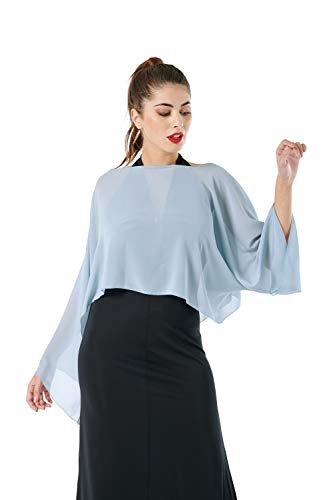 Sara Sabella Bufanda Robada para Mujer Suave Georgette Chaqueta Liviana con Hombros Cortos Capa Bolero Vestido de Verano para Ceremonias y Eventos Formales M-3XL