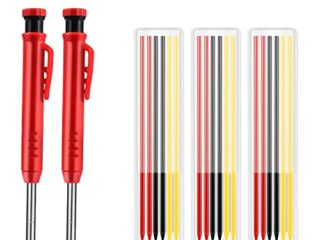 SAVITA 2 Piezas Lápices Mecánicos Carpintero con Sacapuntas, Set Lápices Carpintero Automáticos Incluye 20 Recambios de Lápiz Carpintero para Dibujar Marcar Trazar Carpintería (Rojo, Negro, Amarillo)