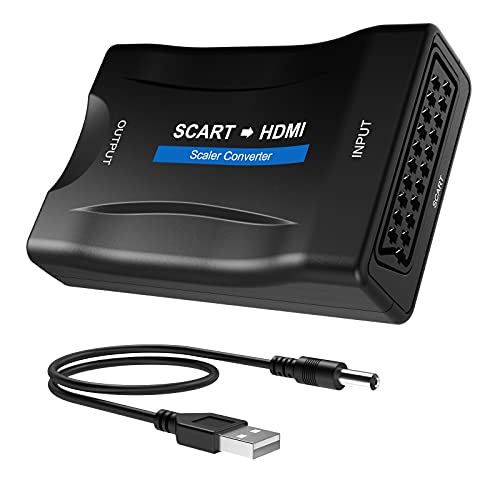 SCART a HDMI Convertidor, convierte la entrada de euroconector analógica en salida HDMI 720P / 1080p (60Hz), para HDTV STB VHS Xbox PS3 Sky Blu-ray DVD Player monitor proyector