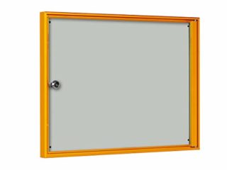 Schaar de diseño vitrina para interior – para formato 2 x 1 din a4 – Marco amarillo – Vitrina de aluminio Euro de Info – Vitrina Póster vitrina